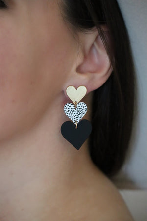 ALONA'S AMORE EARRINGS - BLK, GLD, WHT