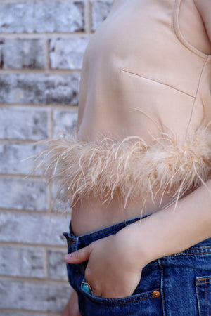FIORA'S FEATHER FUN CROP - TAUPE
