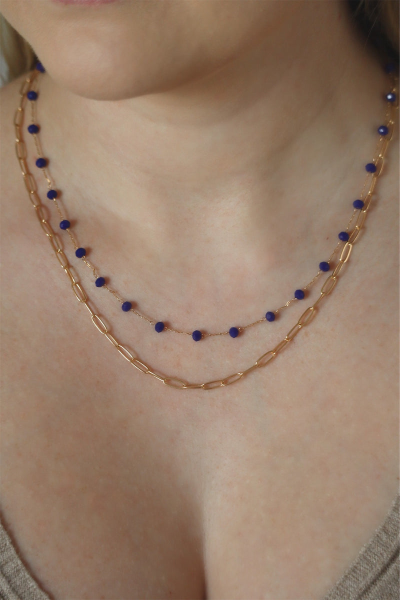 SOPHIE'S SO COOL NECKLACE- GOLD & BLUE